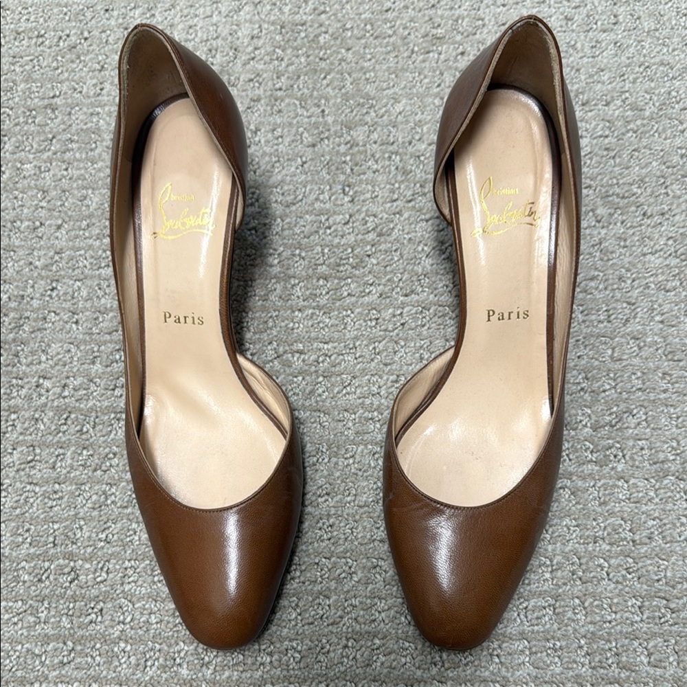 Christian Louboutin Brown Heels with Glossy Finish